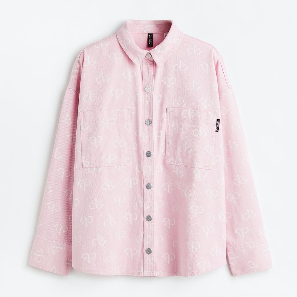 H&M Blackpink Oversized Twill Shacket - Light Pink